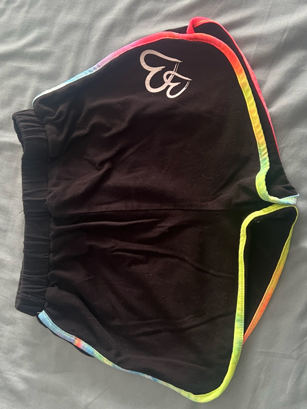 SHEIN Black Athletic Shorts with Rainbow Trim
